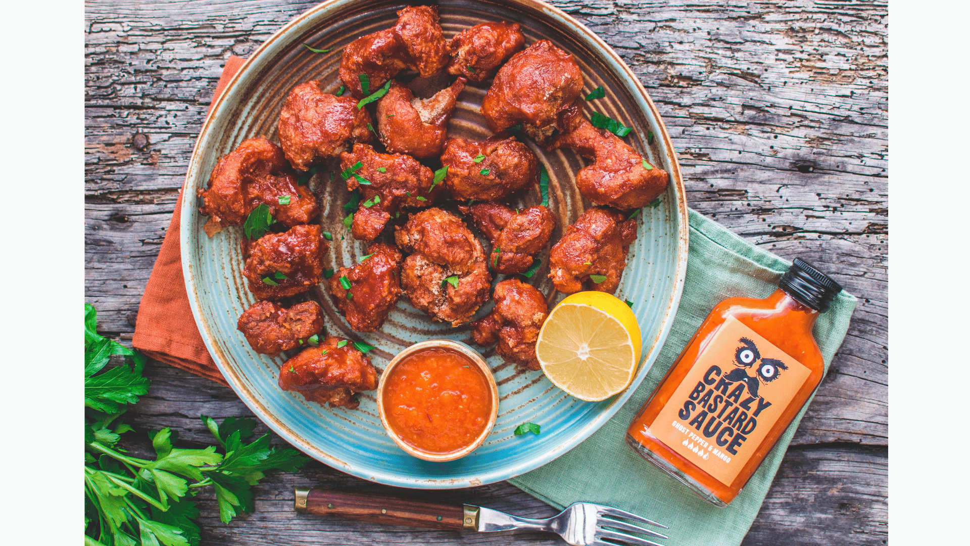 Crazy Vegan Cauliflower Wings with Ghost Pepper Mango Chilli
