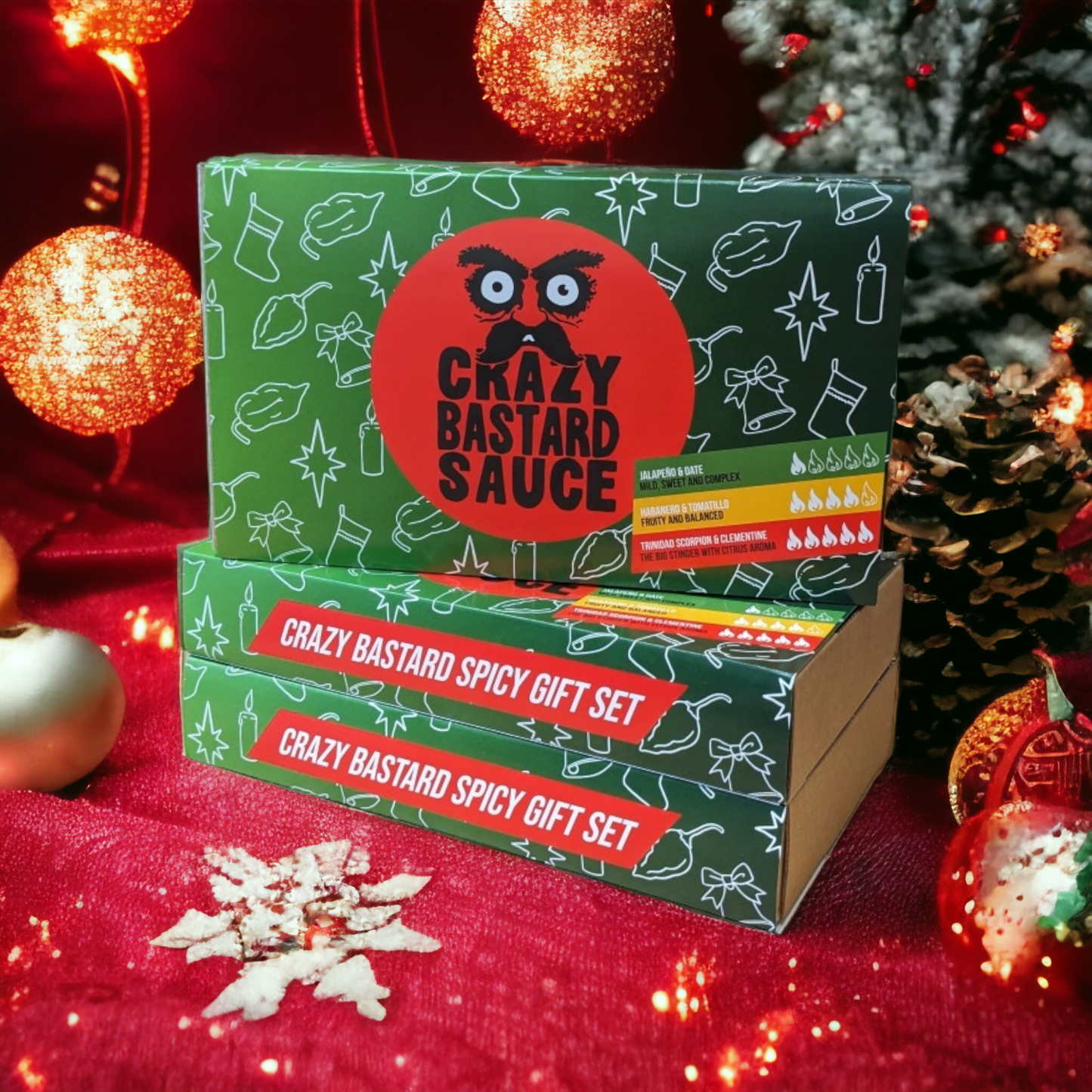 Crazy Bastard Festive | 3 Bottle Chilli Sauce Box Gift Set