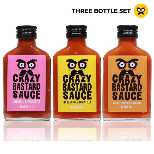 Best Sellers 3 Bottle Chilli Sauce Box Gift Set Crazy Bastard Sauce