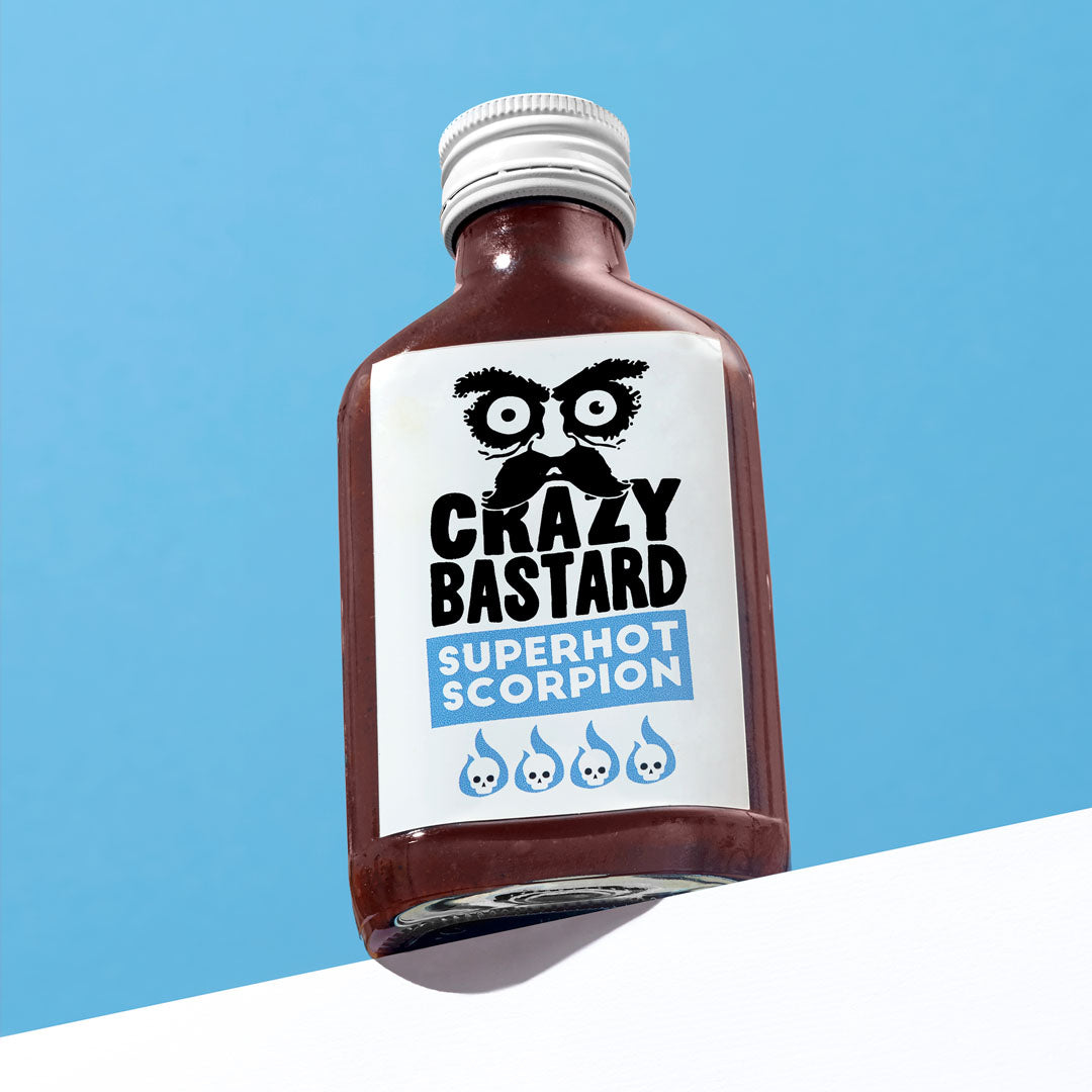 Super hot Scorpion fermented chilli sauce, handcrafted in the UK, perfect for adding intense heat and rich flavor to tacos, BBQ, and spicy dishes