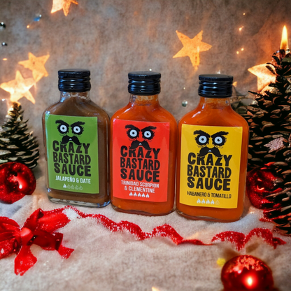 Crazy Bastard Festive | 3 Bottle Chilli Sauce Box Gift Set