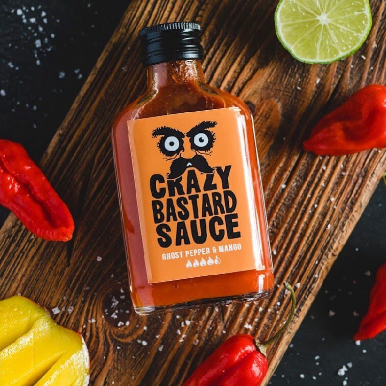 Crazy Bastard Sauce Ghost Pepper & Mango (Orange Label)
